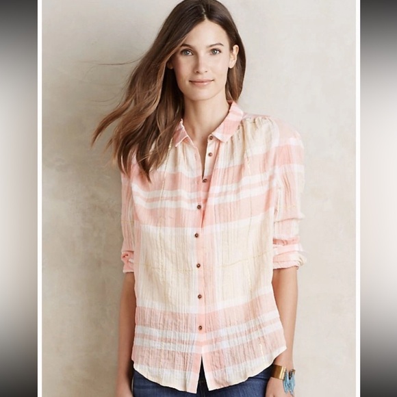 Anthropologie Tops - Anthropologie Holding Horses Gailen Plaid Long Sleeve Button Down Blouse